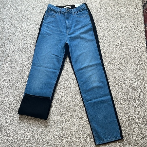 PACSUN Blue and Black Paneled Boyfriend High-Rise Jeans NWT Size 27 - Picture 3 of 13